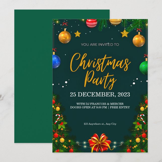 Invitación fiesta de Navidades personalizados (Anverso / Reverso)