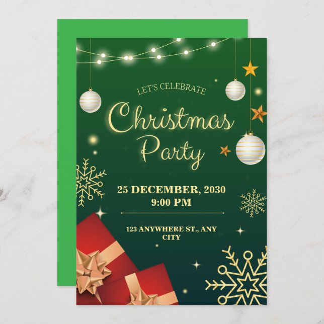 Invitación fiesta de Navidades personalizados (Anverso / Reverso)