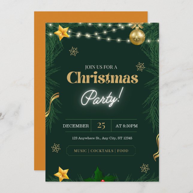 Invitación fiesta de Navidades personalizados (Anverso / Reverso)