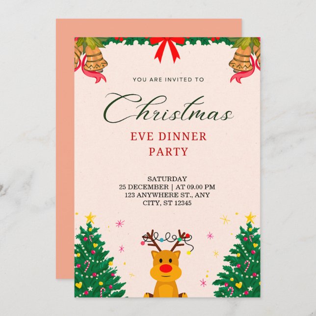 Invitación fiesta de Navidades personalizados (Anverso / Reverso)