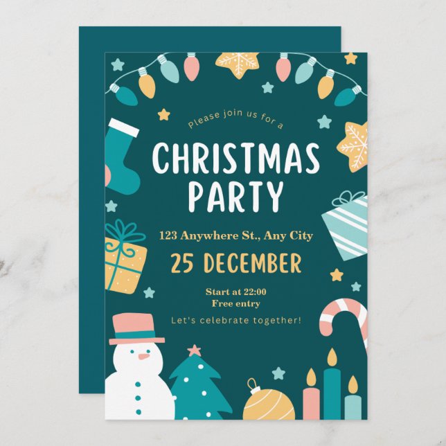 Invitación fiesta de Navidades personalizados (Anverso / Reverso)