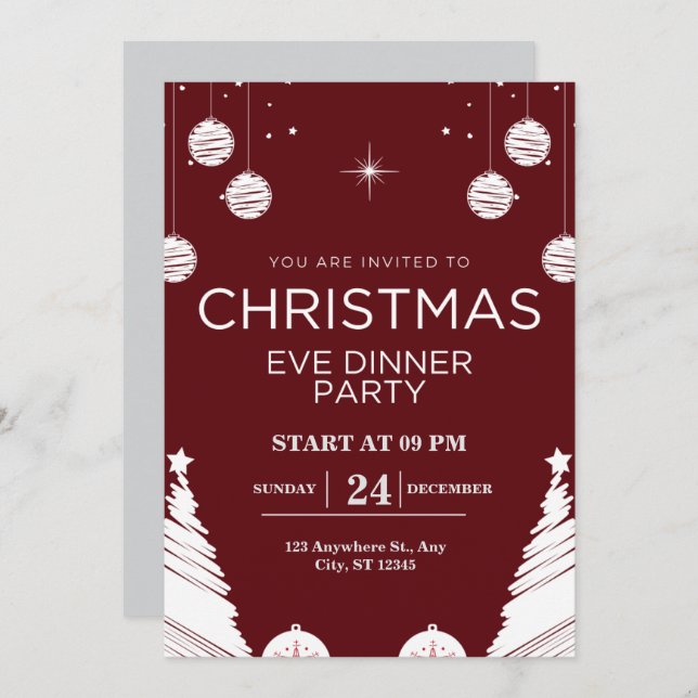 Invitación fiesta de Navidades personalizados (Anverso / Reverso)