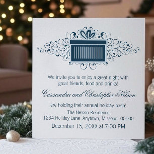 Invitación Fiesta de Navidades presentes de Swirls de vacacio