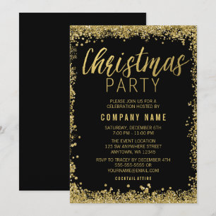 Invitación Fiesta de Navidades Purpurinas de oro