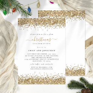 Invitación Fiesta de Navidades Purpurinas Glam Gold