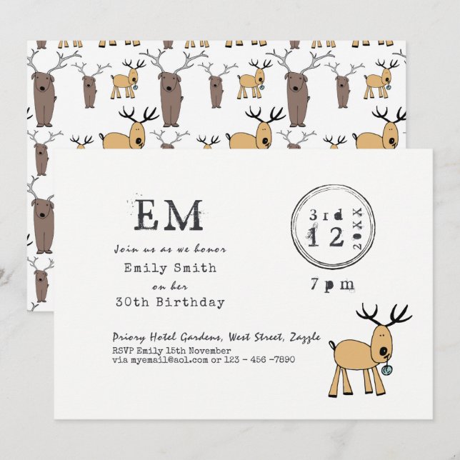 Invitación Fiesta De Navidades Quirky - Típico De Doodle De R (Anverso / Reverso)