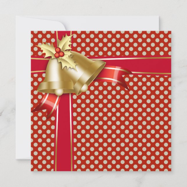 Invitación Fiesta de Navidades Red Gold Dot (Anverso)