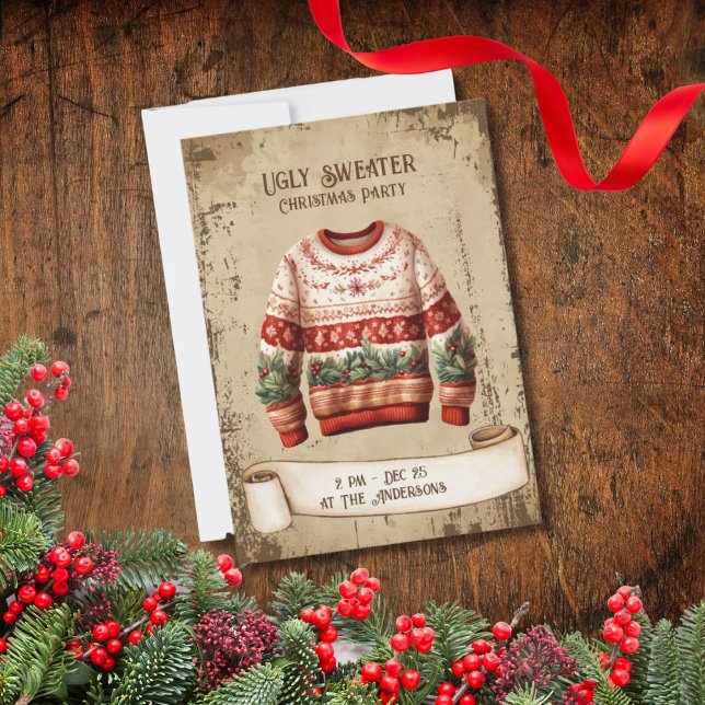 Invitación Fiesta de Navidades Retro Vintage Ugly Sweater (Subido por el creador)