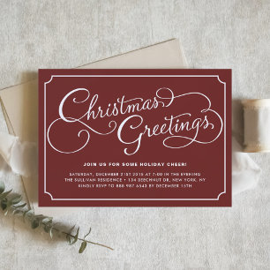 Invitación Fiesta de Navidades rojos con guión de caligrafía