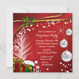 Invitación Fiesta de Navidades Rojos de Estrellas Festivas
