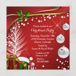 Invitación Fiesta de Navidades Rojos de Estrellas Festivas