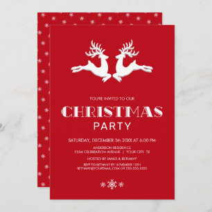 Invitación Fiesta de Navidades rojos de renos blancos