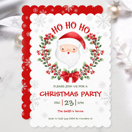 Invitación Fiesta de Navidades rojos de Santa White