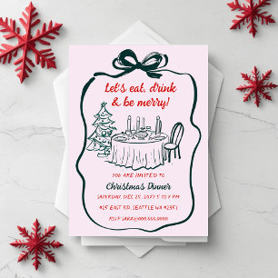 Invitación Fiesta de Navidades rojos dibujados por la mano Do