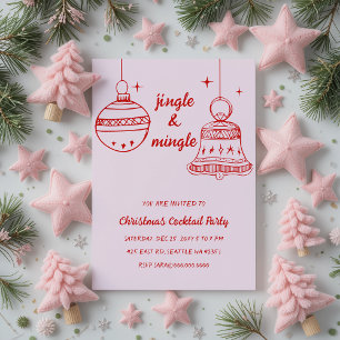 Invitación Fiesta de Navidades rojos dibujados por la mano Do