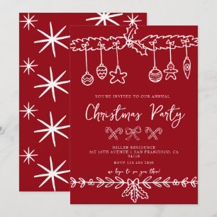 Invitación Fiesta de Navidades rojos festivos