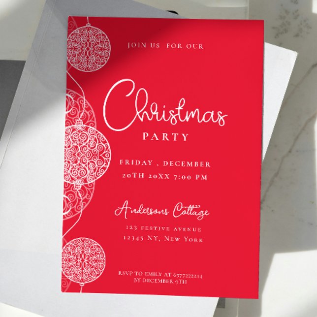 Invitación Fiesta de Navidades rojos festivos (Unique Festive Red Christmas Party Invitation)