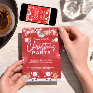 Invitación Fiesta de Navidades rojos festivos invita a su eve