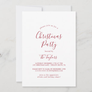 Invitación Fiesta de Navidades rojos minimalistas