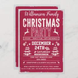 Invitación Fiesta de Navidades Rojos Retro Modernos