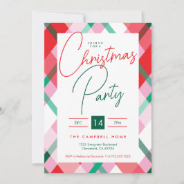 Invitación Fiesta de Navidades rojos-rosados de color rosa