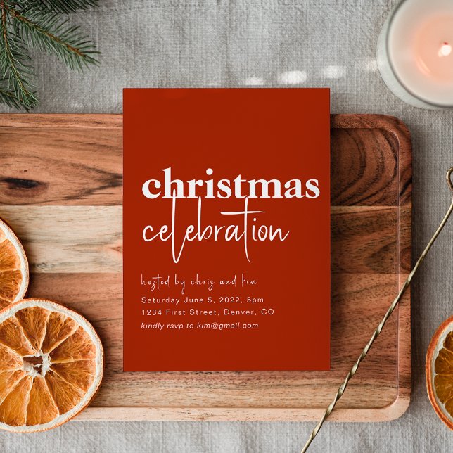 Invitación Fiesta de Navidades rojos sencillo y elegante (Subido por el creador)