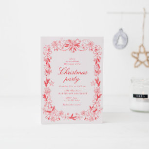 Invitación Fiesta de Navidades rojos vintage esbozado