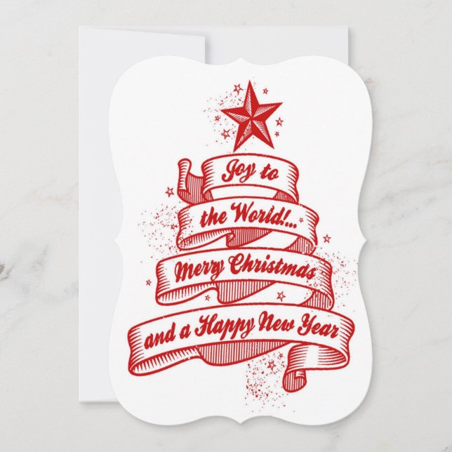 Invitación Fiesta de Navidades rojos y blancos de estilo retr (Anverso)
