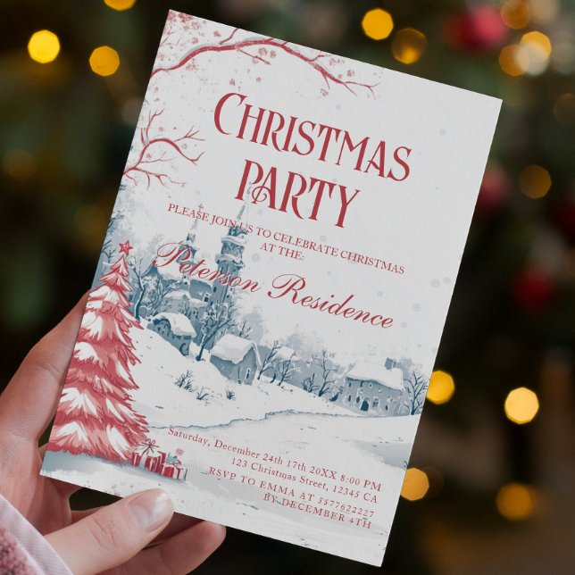 Invitación Fiesta de Navidades rojos y blancos de Wind Villag (Subido por el creador)