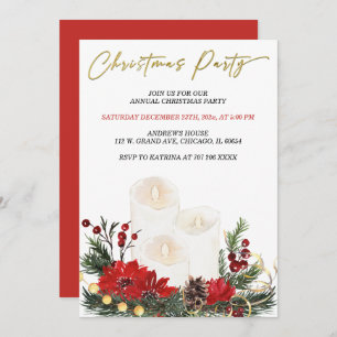 Invitación Fiesta de Navidades rojos y de oro imprimibles