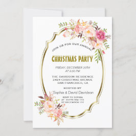 Invitación Fiesta de Navidades románticos de Rubor Floral Gol