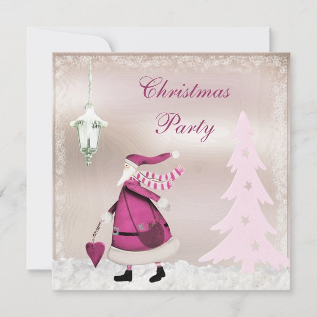 Invitación Fiesta de Navidades Rosa Extraordinario invita (Anverso)