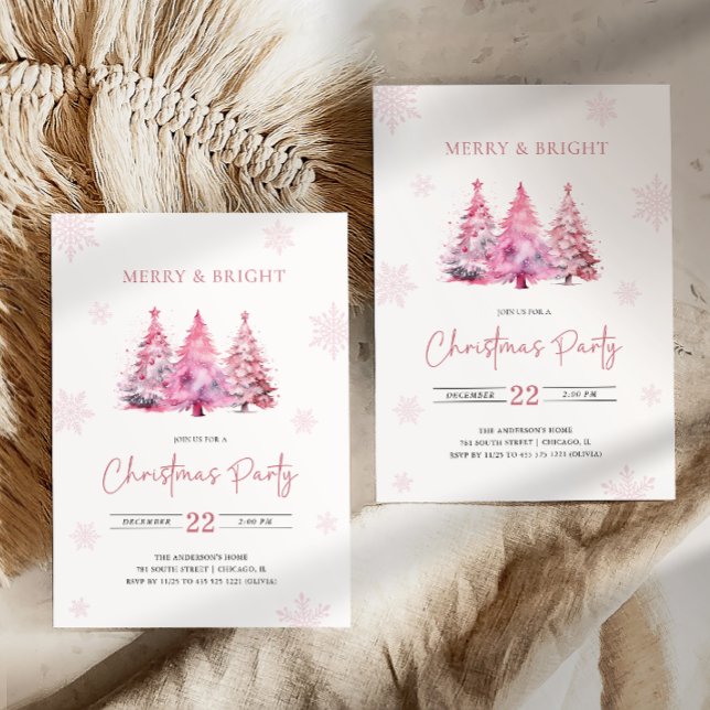 Invitación Fiesta de Navidades Rosa Merry y Bright (Subido por el creador)
