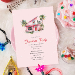 Invitación Fiesta de Navidades rosados de la casa moderna del