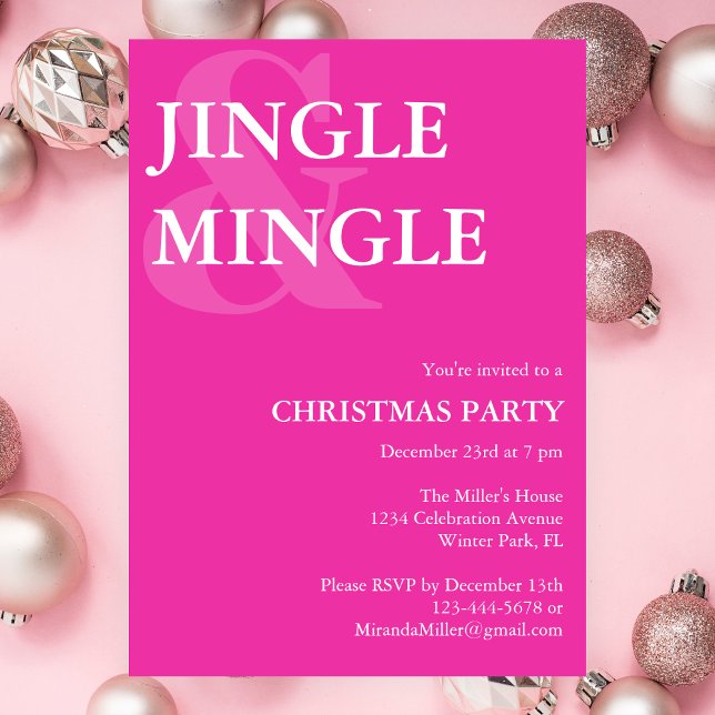 Invitación Fiesta de Navidades rosados vibrantes de jingle mo (Subido por el creador)