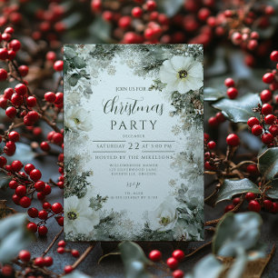 Invitación Fiesta de Navidades rusos de anémonas blancas