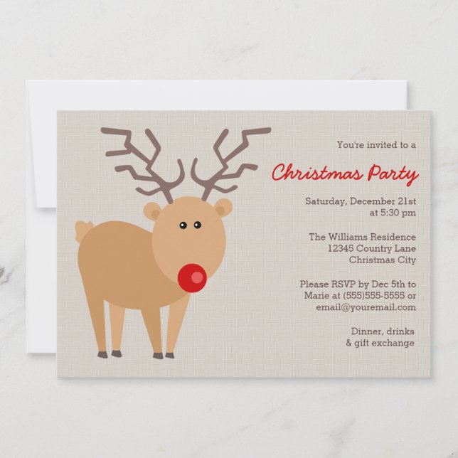 Invitación Fiesta de Navidades rusos de renos (Anverso)
