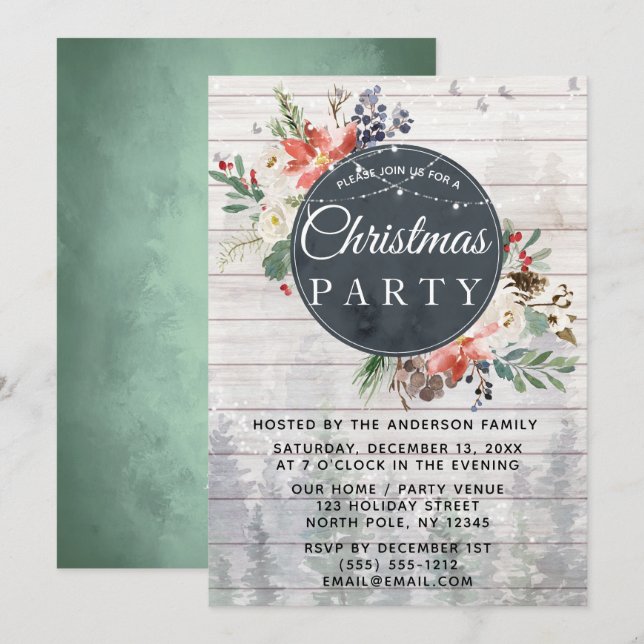 Invitación Fiesta de Navidades rusos iluminados por selva inv (Anverso / Reverso)