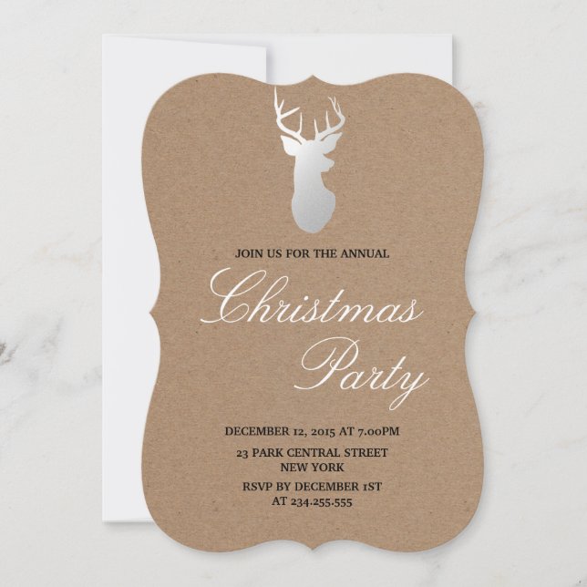 Invitación Fiesta de Navidades rusos Kraft Paper Silver Antle (Anverso)