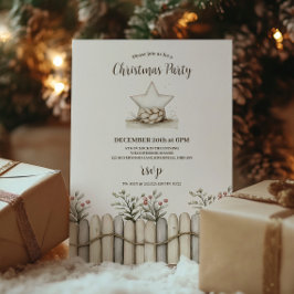 Invitación Fiesta de Navidades Rustic Cosy Blue