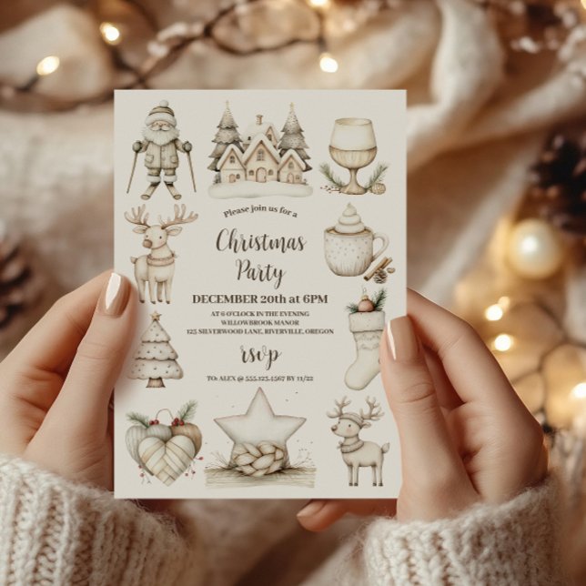 Invitación Fiesta de Navidades Rustic Cosy Blue (Subido por el creador)