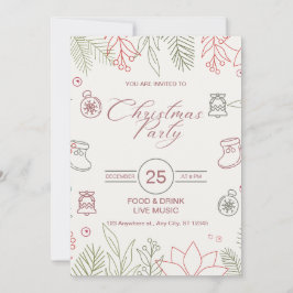 Invitación Fiesta de Navidades simples de marca personalizado