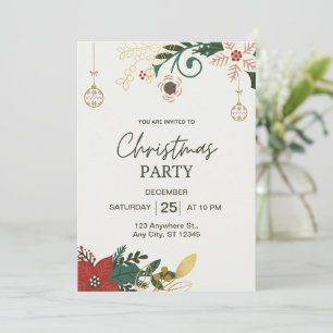 Invitación Fiesta de Navidades simples verdes