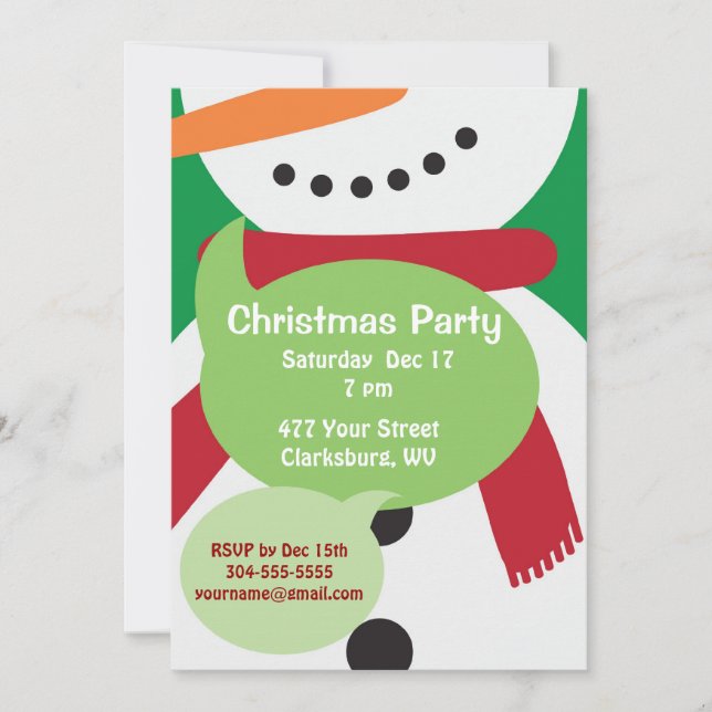 Invitación Fiesta de Navidades Snowman (Anverso)