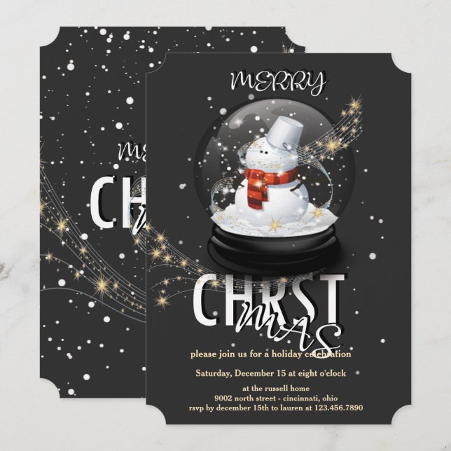 Invitación Fiesta de Navidades Snowman (Anverso / Reverso)
