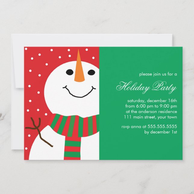 Invitación Fiesta de Navidades Snowman divertidos (Anverso)