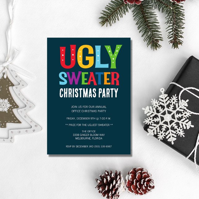 Invitación Fiesta de Navidades suéteres feos (Ugly Sweater Christmas Party Invitation)