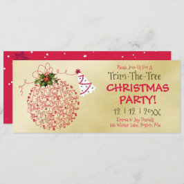 Invitación Fiesta de Navidades Trim-The-Tree, Red y Gold