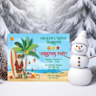Invitación Fiesta de Navidades Tropical Beach Summer Santa