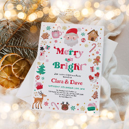 Invitación Fiesta de Navidades verdes de color rosa rojo bril